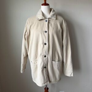 VTG Blair Women’s Large Jacket Corduroy Tan Collared Buttons Pockets